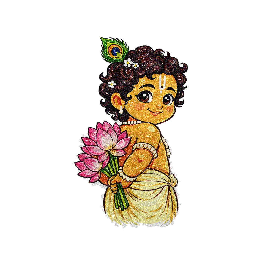 Baby Krishna With Lotus Glitter Sticker